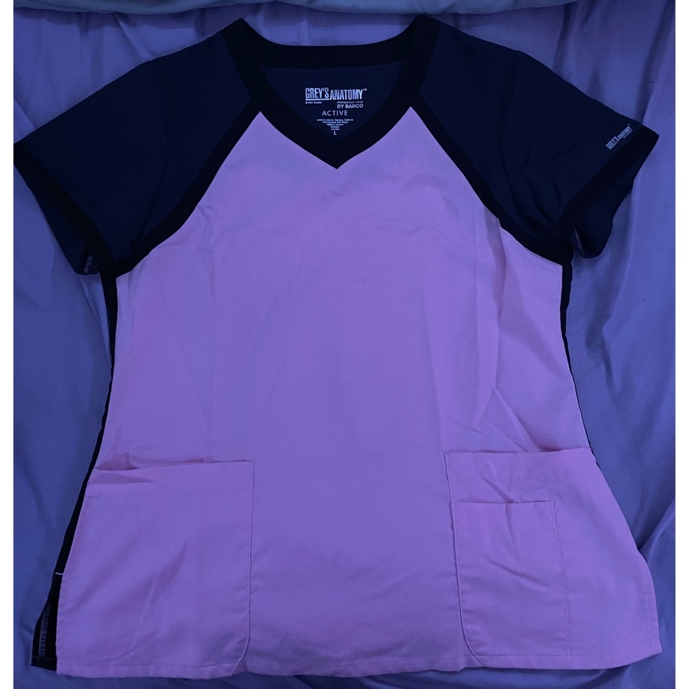 Grey’s Anatomy Pink/Black Scrub Top